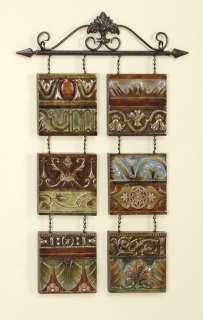Tuscan Metal Hanging Wall Plaques Colorful Tiles  