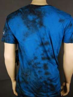 NWT Mens Affliction Live Fast Blue V Neck Vintage T Shirt XL  