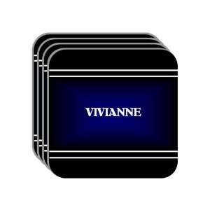 Personal Name Gift   VIVIANNE Set of 4 Mini Mousepad Coasters (black 