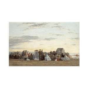  Beach Scene by Eugene Boudin. size 20 inches width by 14 