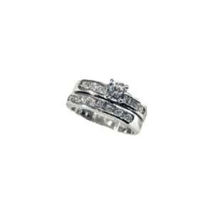 Elegant Two Piece Wedding Ring Set 18kt Rhodium EP Size 5 10 Lifetime 