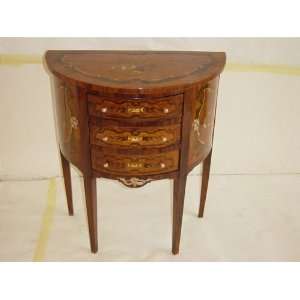  Antique Furniture Style Halfmoon Marquetry Chest Commode 