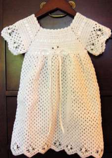 Hand Crocheted heirloom Baby or Doll Christening Set Gown, Booties 