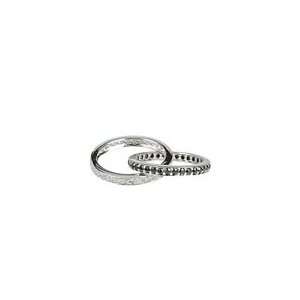    King Baby Studio Black and White Combo CZ Double Ring Jewelry