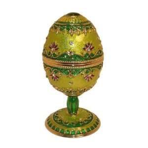  Gorgeous Green Musical Faberge Egg with Intricate Pattern 