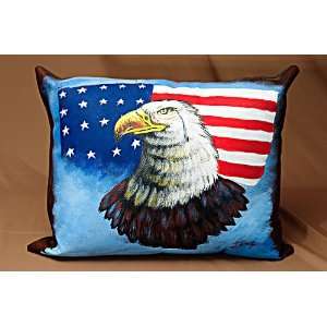  Painted Western Leather Pillow  Eagle (p16)