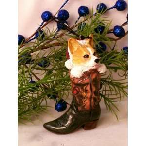  Christmas Ornament Corgie Dog In Boot