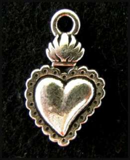 TierraCast Pewter Charms SILVER FLAMING HEART MILAGRO (4)  