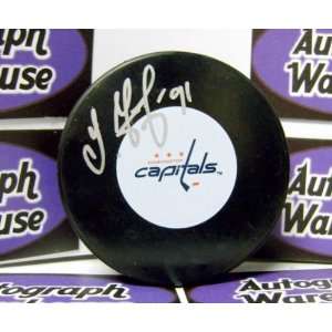  Sergei Fedorov Autographed Hockey Puck (Washington 