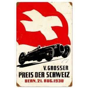  Swiss Car Race Automotive Vintage Metal Sign   Garage Art 