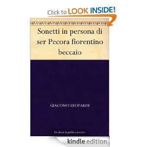 Sonetti in persona di ser Pecora fiorentino beccaio (Italian Edition 