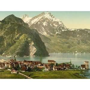 Vintage Travel Poster   Stanstaad and Pilatus Lake Lucerne Switzerland 