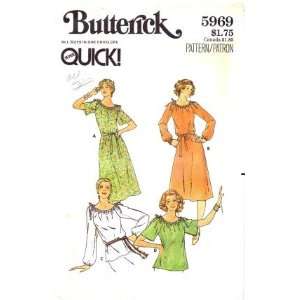  5969 Vintage Sewing Pattern Misses Boho Drawstring Neck Dress 