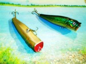 AILE MAGNET 3 INCH MEGA RATTLE GREEN MINNOW POPPER LURE  