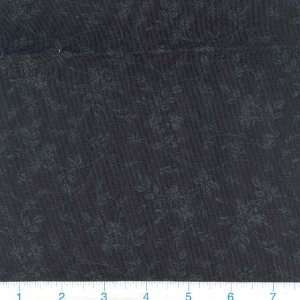 45 Wide Muslin Mates Vining Florals Charocoal on Black Fabric By The 