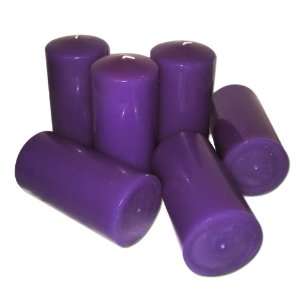  3 x 6 Purple Unscented Pillar Candles Set of 6