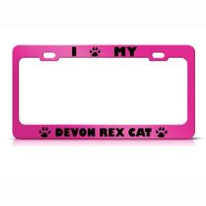 Devon Rex Cat Pink Animal Metal license plate frame Tag Holder