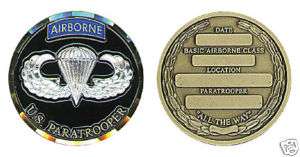 AIRBORNE ARMY PARATROOPER BASIC COURSE CHALLENGE COIN  