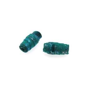  Batik Beauties Fabric Beads Teal w/ Opal Metallic Accent 1 