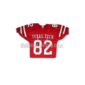  Red No. 82 Game Used Texas Tech Fab Knit Football Jersey 