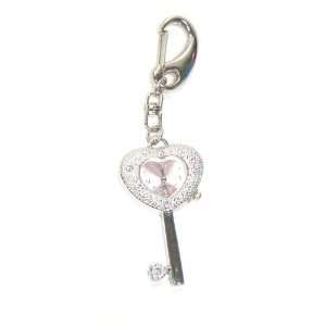  Silver Stainless Pocket Key Chain Mini Clock HEART/ LOVE 
