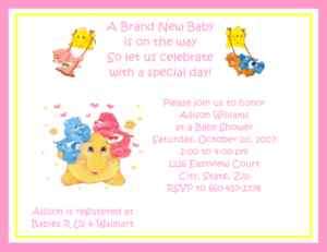 Care Bears Baby Shower Invitations ALL IN ONE Game Pack  