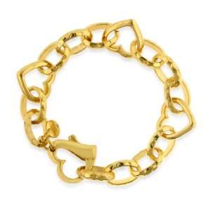    Vicenza Collection Faceted Oval Links Heart Bracelet   8 Jewelry