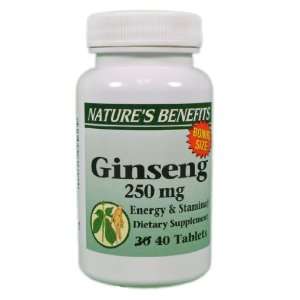  Ginseng 250mg Energy Dietary Supplement 40 Tablets