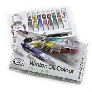 Winsor & Newton Winton Oil Colour Painting Set set of 7 with brushes 