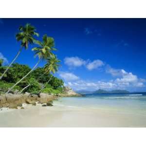 Anse Severe, La Digue, Praslin Island in Background, Seychelles 