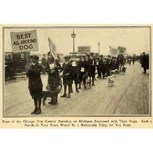  1922 Print Chicago Dog Contest Parade Boys Canine Signs 