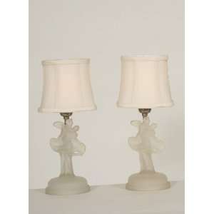   of Vintage Pressed Glass Dancer Table Lamps, c.1940