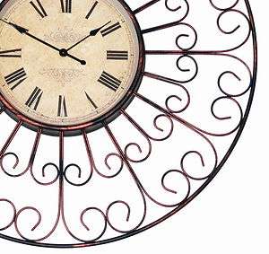   French Provincial Wrought Iron WALL CLOCK Vintage Ornate Hotel NEW