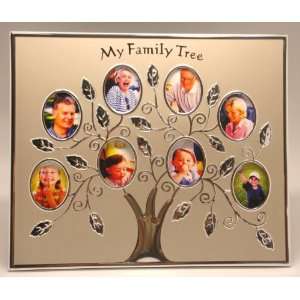 My Family Tree Polished Aluminum & Grey Photo Frame   8 1½×2 Photos 