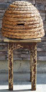 Primitive Early Old Antique Bee Skep Hive Garden Spring Basket Large 