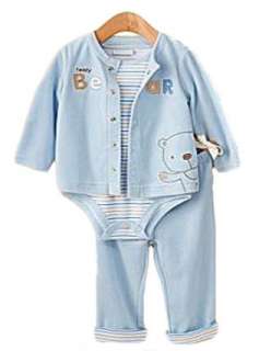   Baby Boy Infant Velour Set (Blue) 3 piece Set 3 6 Months Clothing