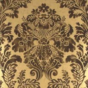  Fresco Damask   Charcoal/Gold Indoor Wallcovering