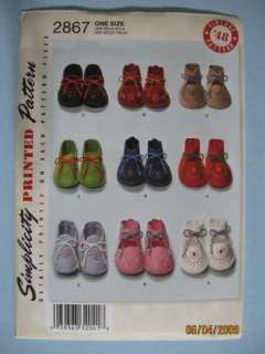 2867 Vintage 48 Felt Embroidered Baby Shoes Pattern  