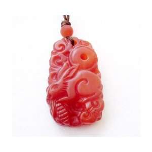    Red Agate Chinese Zodiac Fortune Rabbit Amulet Pendant Jewelry