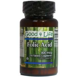    Folic Acid 800mcg (250 Vegetarian Tablets)
