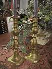 Antique Victorian Brass Pusher Candle Sticks Holders  