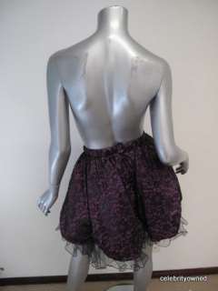 Vintage Vicky Tiel Couture Purple/Black Lace Skirt 0  