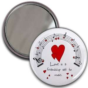  LOVE MUSIC Valentines Day 2.25 inch Glass Pocket Mirror 