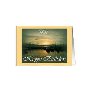  Son Happy Birthday   yachts and sunset Card Toys & Games