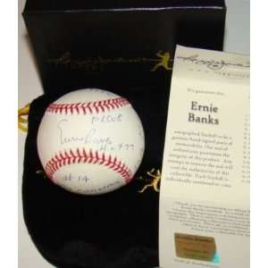    Ernie Banks Signed Ball   15 STAT RJ COA