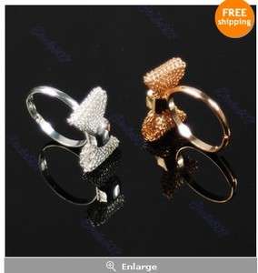 silver Brand Fashion Exquisite Alloy Lovely Bowknot Cute Rings w67 