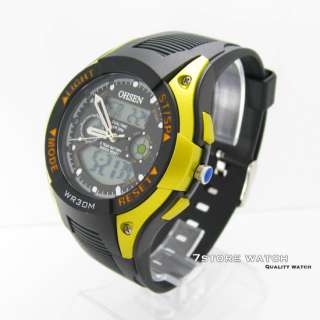 New yellow ohsen MENs ALM Diving Anolog Chronograph Wristwatch 1A 