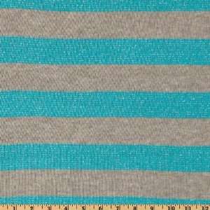  48 Wide Sweater Knit Stripes Turquoise/Silver Fabric By 