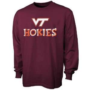  Virginia Tech Hokies Maroon Youth Logo Long Sleeve T shirt 