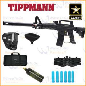 Tippmann US Army Alpha Black Red Laser Paintball Marker Gun Combo Bag 
